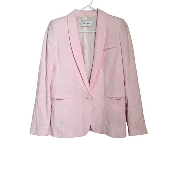 Sandro Paris Baby Pink Cotton Blazer Single Breasted Women's Size 4/6